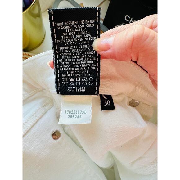 7 For All Mankind White Distressed Raw Hem Gwenevere Jeans 30 - Picture 13 of 16